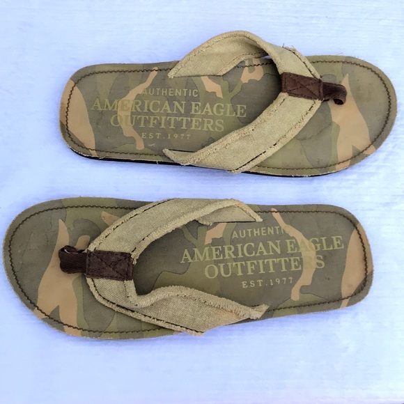 MENS AMERICAN EAGLE BROWN /& TAN LEATHER FLIP FLOPS SANDALS ~ 10 11 12 13 14 NEW!